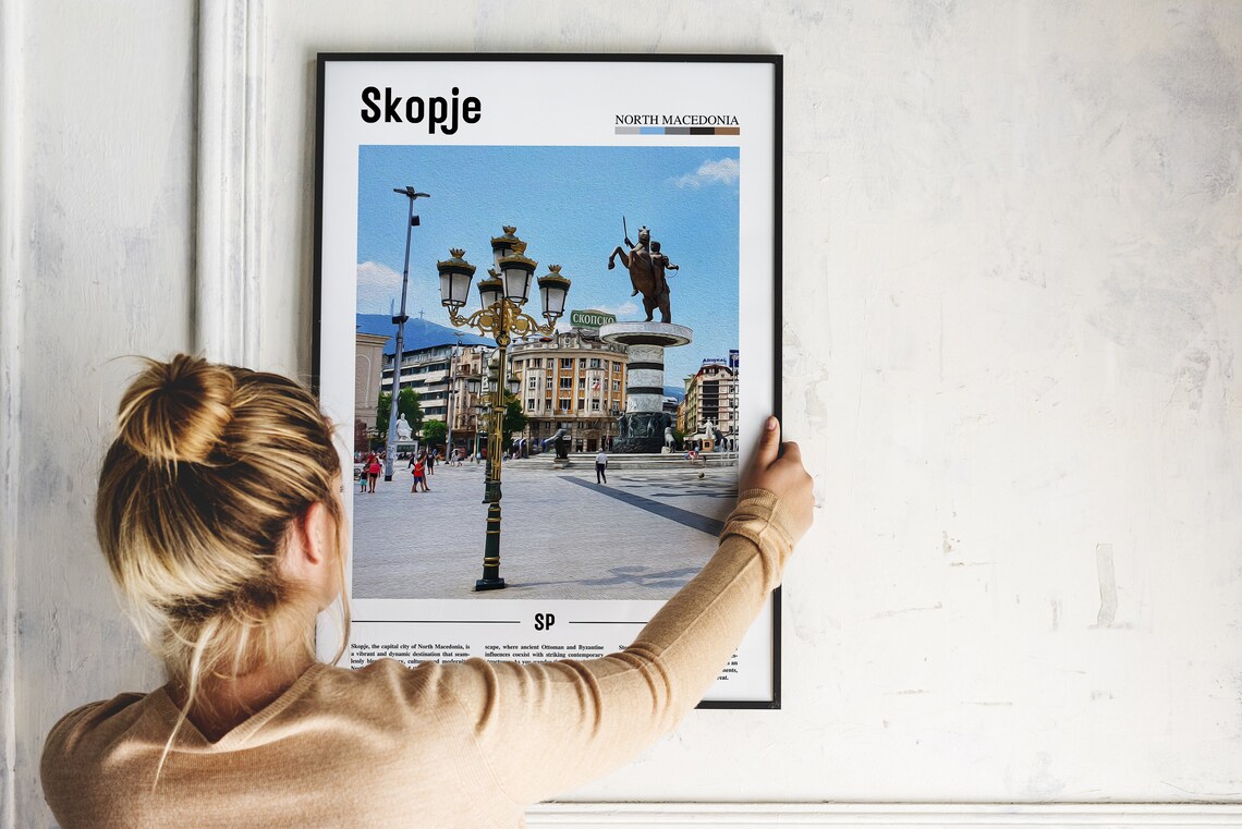 Skopje North Macedonia Warrior Horse Statue Square Photo Travel Poster - Image 2