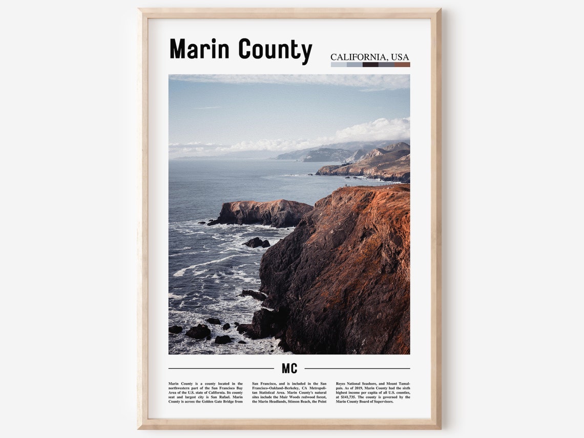 Marin County California Pacific Coast Cliffs Scenic Photo Poster