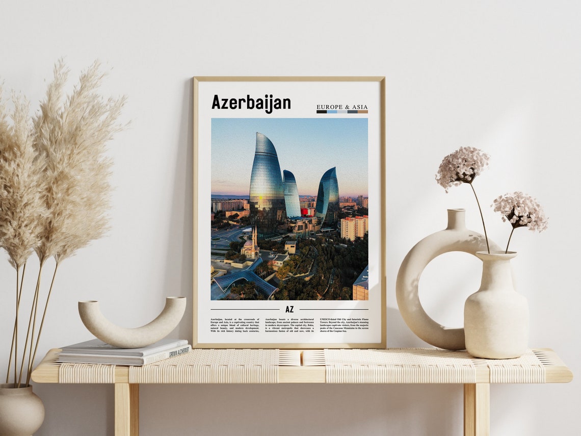 Azerbaijan Baku Flame Towers Modern Architecture Travel Poster - Image 3