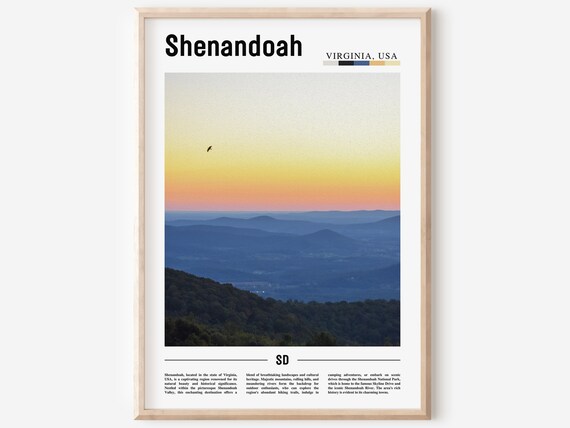 Shenandoah Virginia Blue Ridge Sunset Layered Peaks Travel Poster