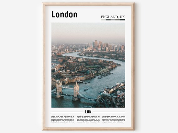 London England Tower Bridge River Thames Aerial Travel Art Poster