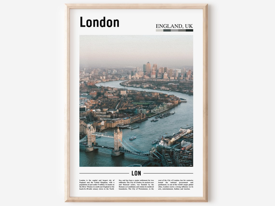 London England Tower Bridge River Thames Aerial Travel Art Poster