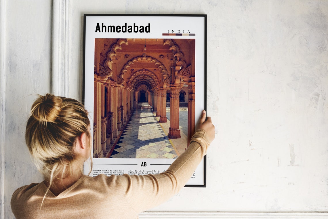 Ahmedabad India Historic Palace Arches Travel Photography Poster - Image 2