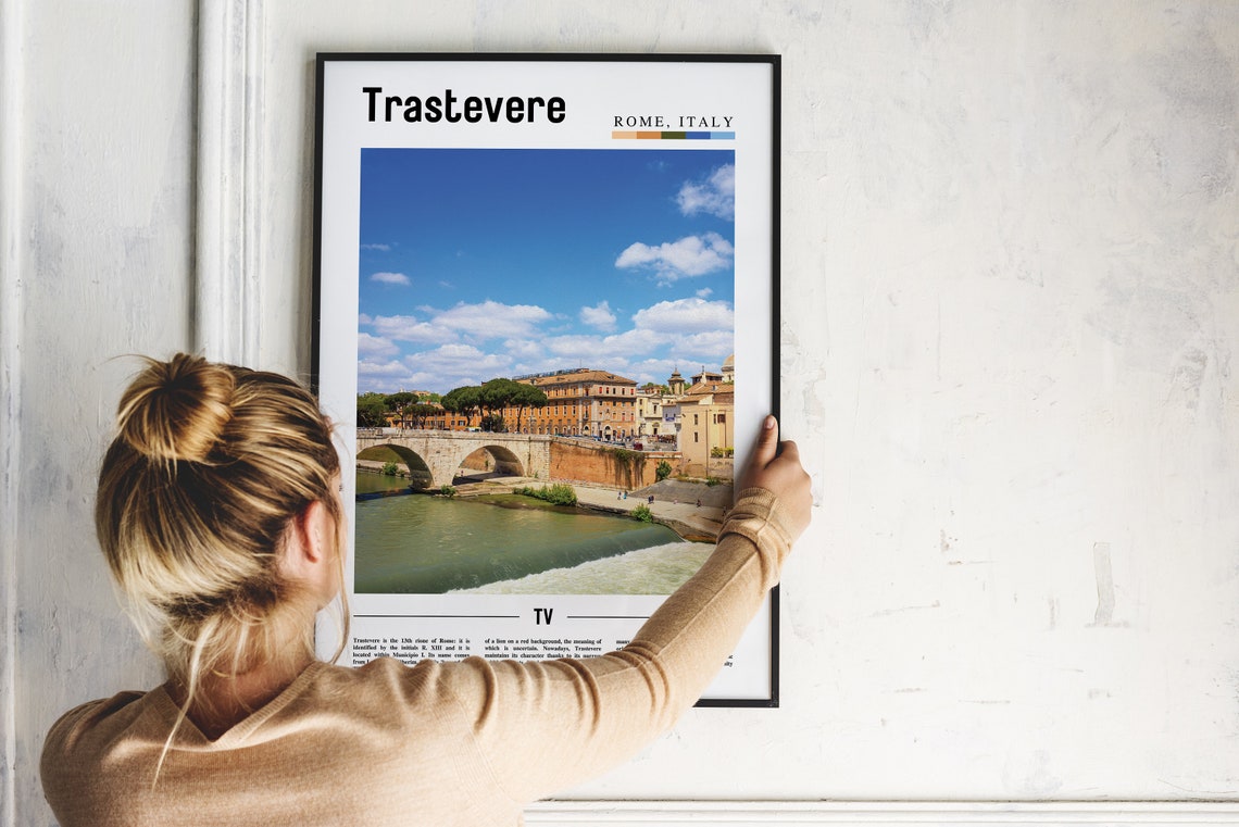 Trastevere Rome Italy Tiber River Bridge Photo Travel Poster - Image 2