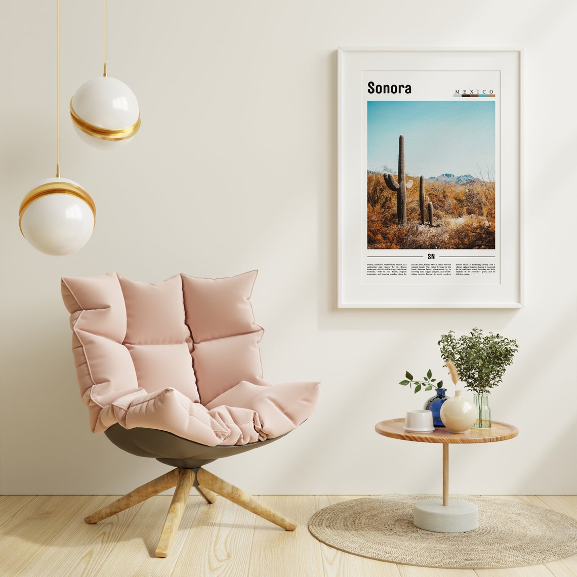 Sonora Mexico Tall Saguaro Cactus Desert Landscape Art Poster - Image 3
