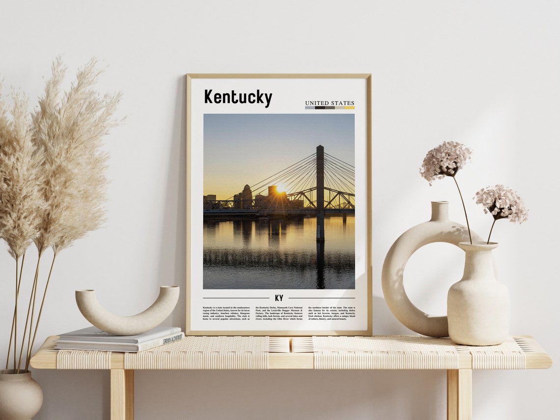Kentucky Sunset Cable Stayed Bridge River Photo Travel Poster - Image 3