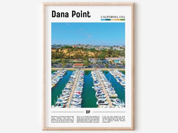 Dana Point California Sunny Harbor Marina Coastal Travel Poster