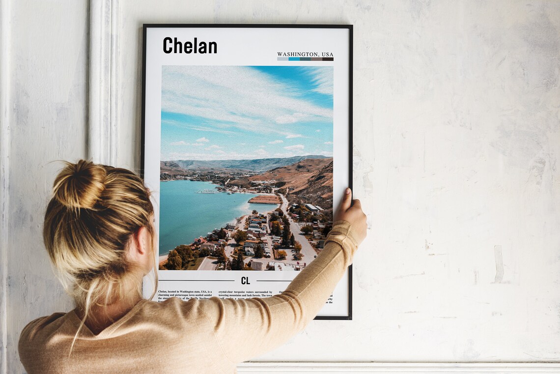 Chelan Washington Travel Photography Poster Lake Chelan Town View - Image 2