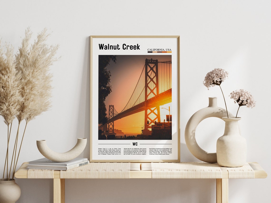 Walnut Creek Bay Bridge Golden Sunset California Travel Poster - Image 3