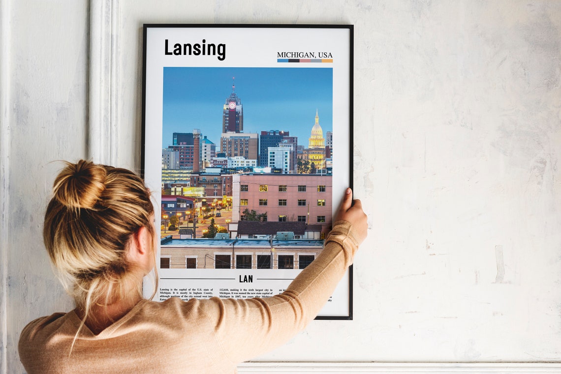 Lansing Print Lansing Poster Lansing Wall Art United States Photo United States Poster United States Print Travel Poster - Image 2