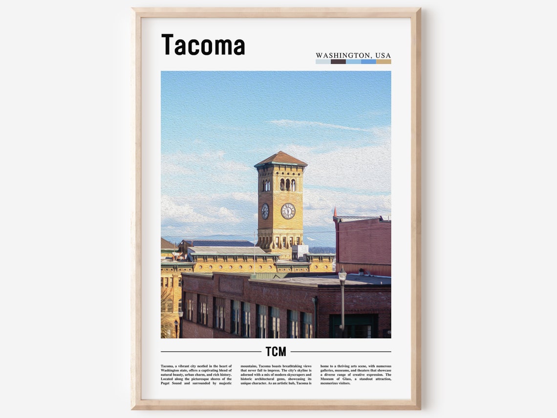 Tacoma Washington Historic Clock Tower Downtown Photo Poster