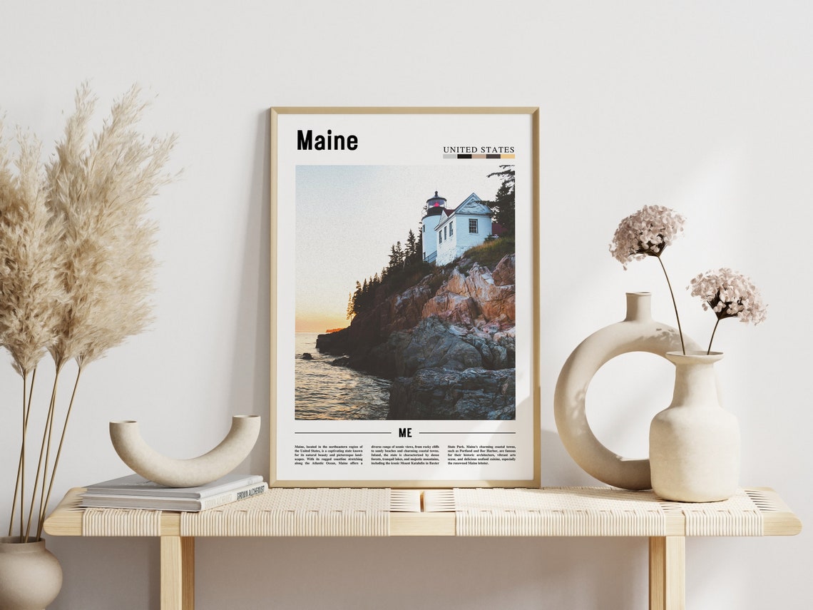 Maine Poster Maine Print Maine Wall Art United States Photo United States Poster United States Print Travel Poster - Image 3