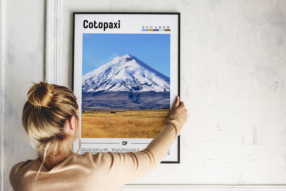 Cotopaxi Ecuador Snow Capped Volcano Minimalist Travel Poster - Image 2