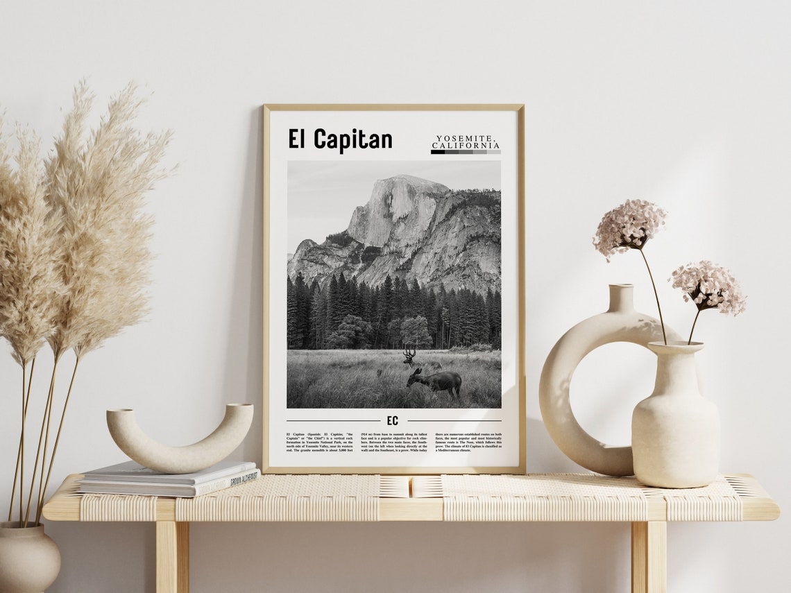 El Capitan Yosemite Black And White Photography Poster Deer Meadow - Image 3