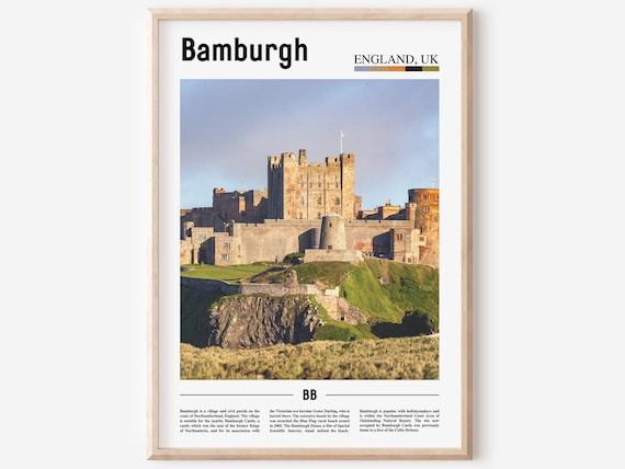 Bamburgh Castle England UK Vintage Travel Photography Art Poster