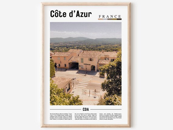 Cote dAzur France Provencal Town Square Poster Mediterranean Travel