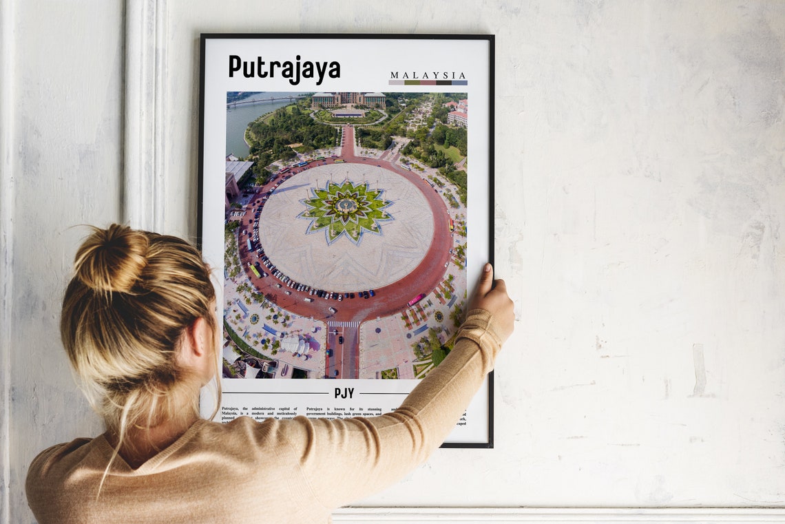 Putrajaya Malaysia Aerial Roundabout Cityscape Travel Poster - Image 2
