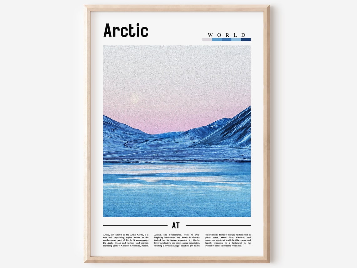 Arctic Glacial Valley Moonlit Blue Landscape Photo Silent Poster