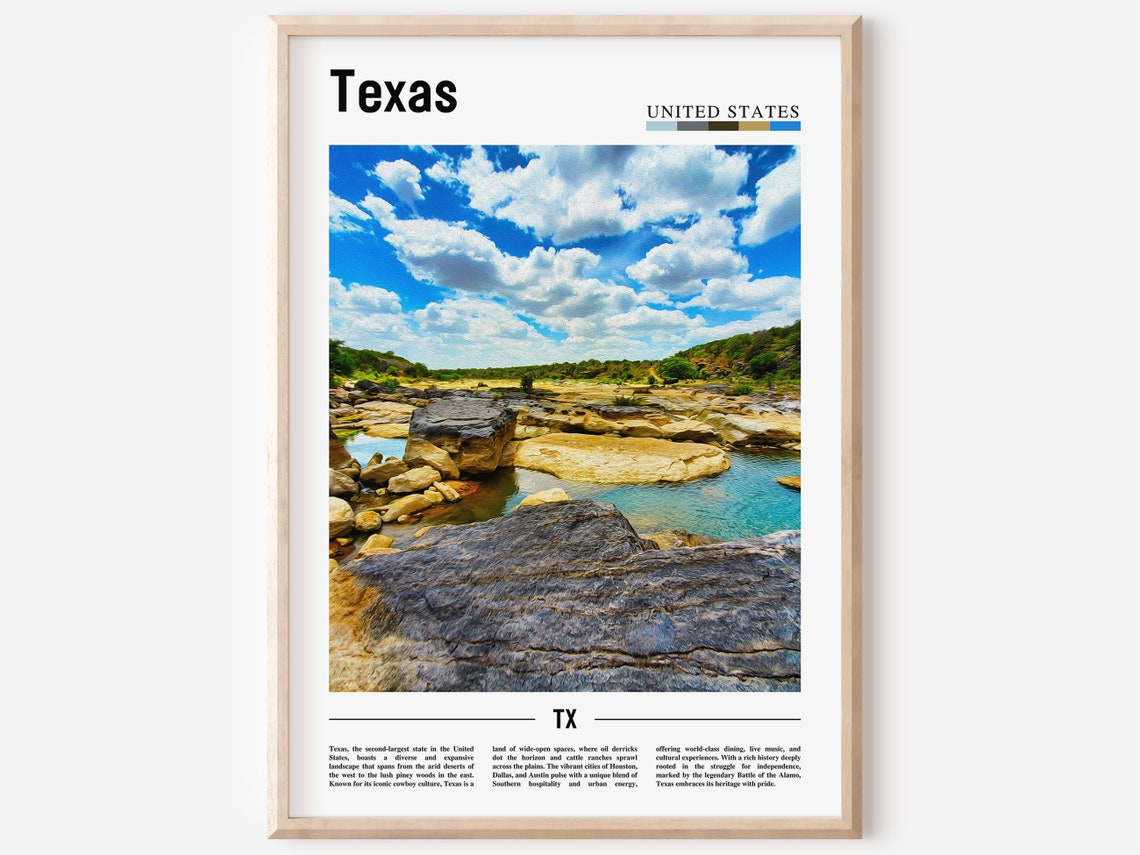 Texas Hill Country River Rocks Sunlit Swimming Hole Travel Poster