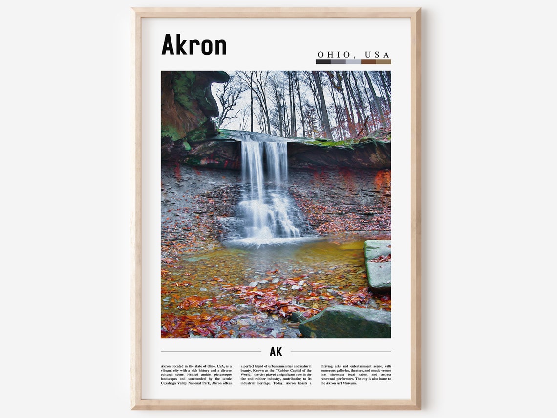 Akron Poster Akron Print Akron Wall Art United States Photo United States Poster United States Print Travel Poster