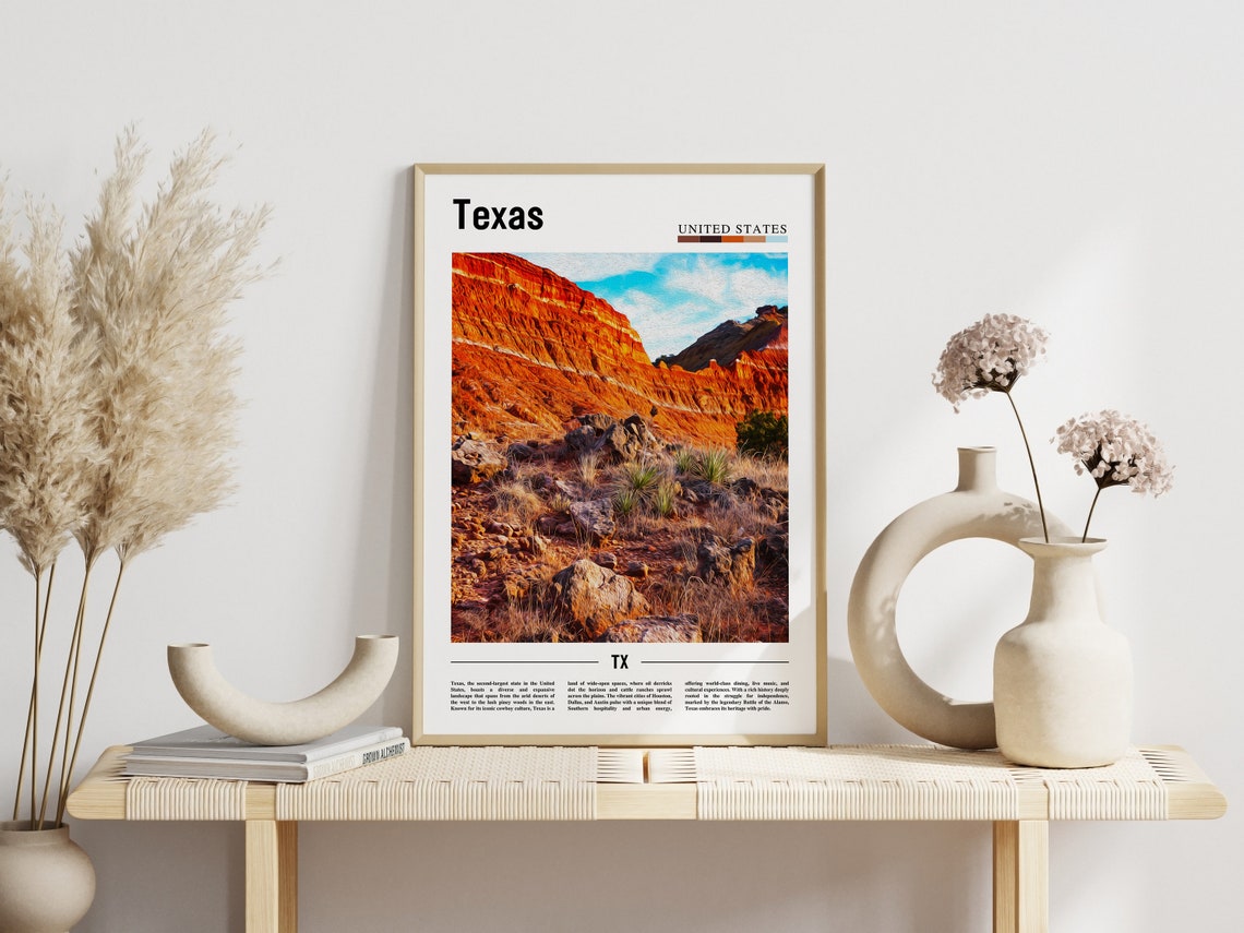 Texas Red Rock Canyon Desert Cliffs Scenic Nature Travel Poster - Image 3