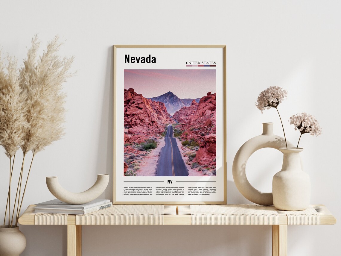 Nevada Red Rock Desert Road Valley Of Fire Scenic Drive Poster - Image 3