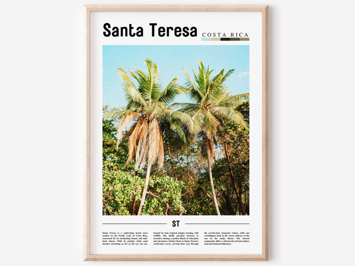 Santa Teresa Poster Santa Teresa Print Santa Teresa Wall Art Minimal Travel Print Travel Destination Oil Painting Poster