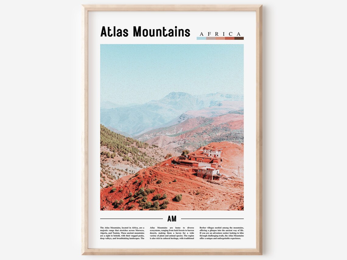 Atlas Mountains Africa Berber Village Red Hillside Photo Poster