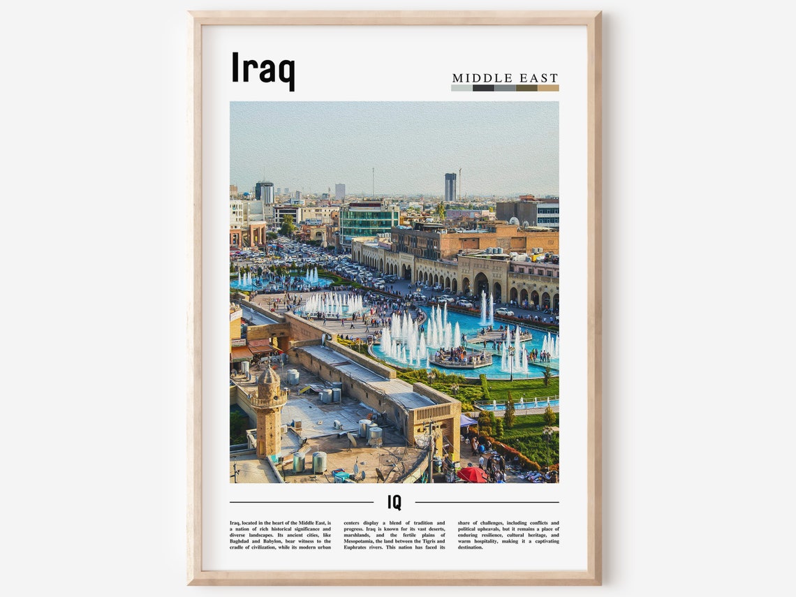Iraq Poster Iraq Print Iraq Wall Art Minimal Travel Print Travel Destination Oil Painting Poster