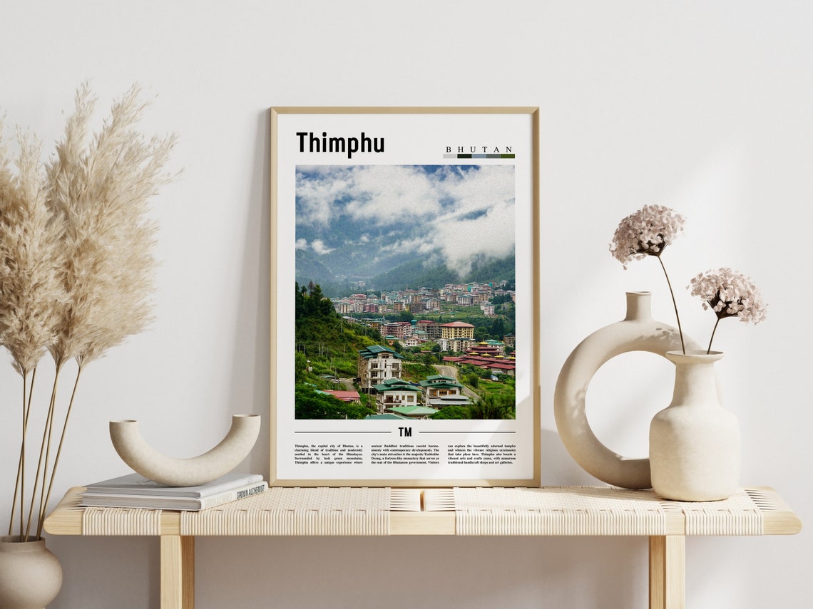 Thimphu Bhutan Himalayan Hillside City Mountainscape Travel Poster - Image 3