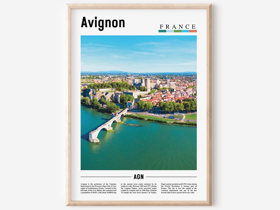 Avignon France Rhone River Bridge Aerial City View Photo Poster