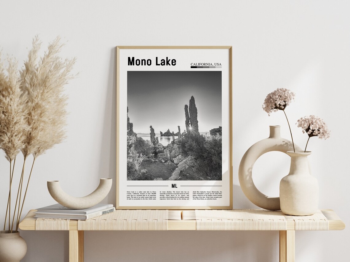 Mono Lake California Black and White Tufa Towers Sunrise Photo Poster - Image 3