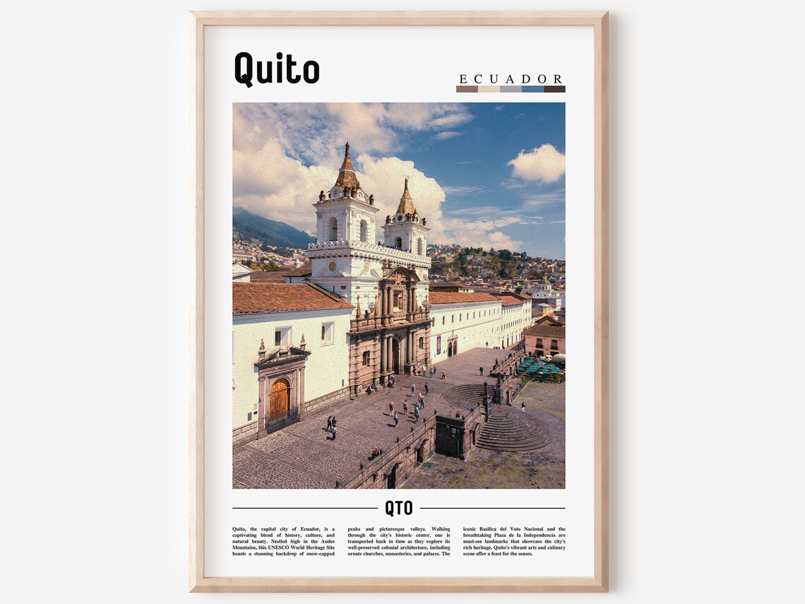 Quito Ecuador Colonial Church Old Town Plaza South America Poster