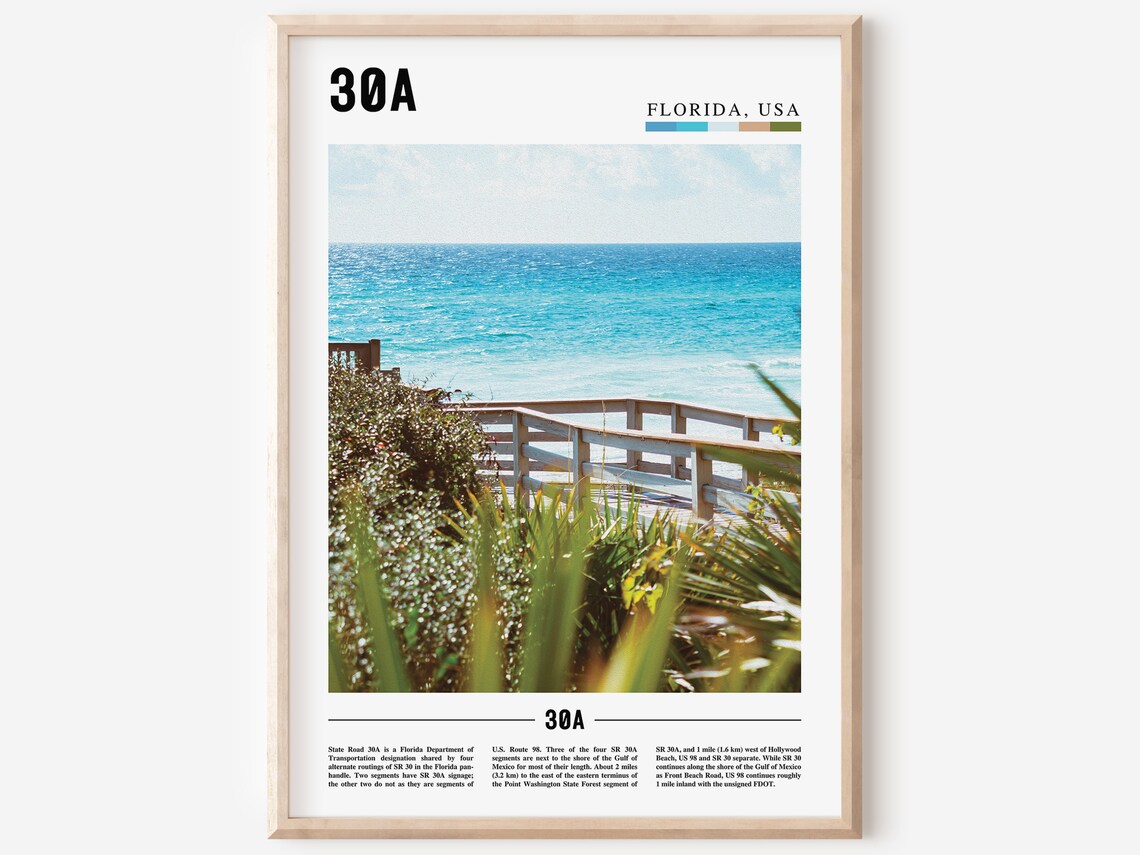 30a Florida Print 30a Florida Poster 30a Florida Wall Art Oil Painting Poster City Print City Artwork Travel Artwork Travel Wall Art