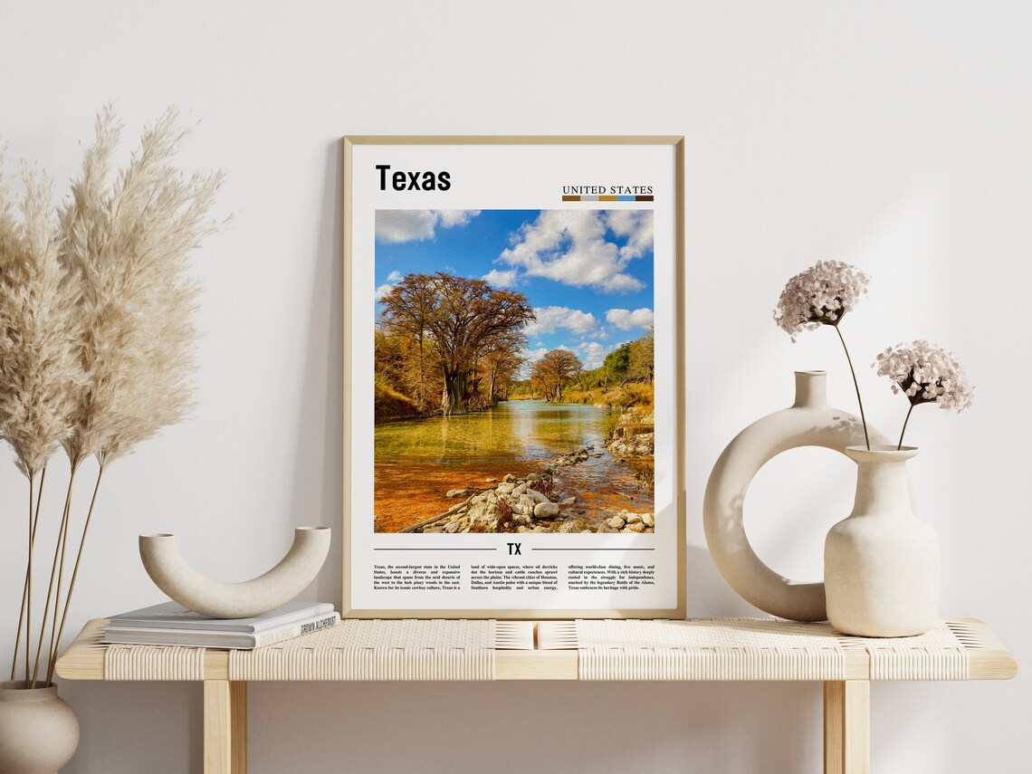Texas River and Cypress Trees Scenic Travel Poster United States TX - Image 3