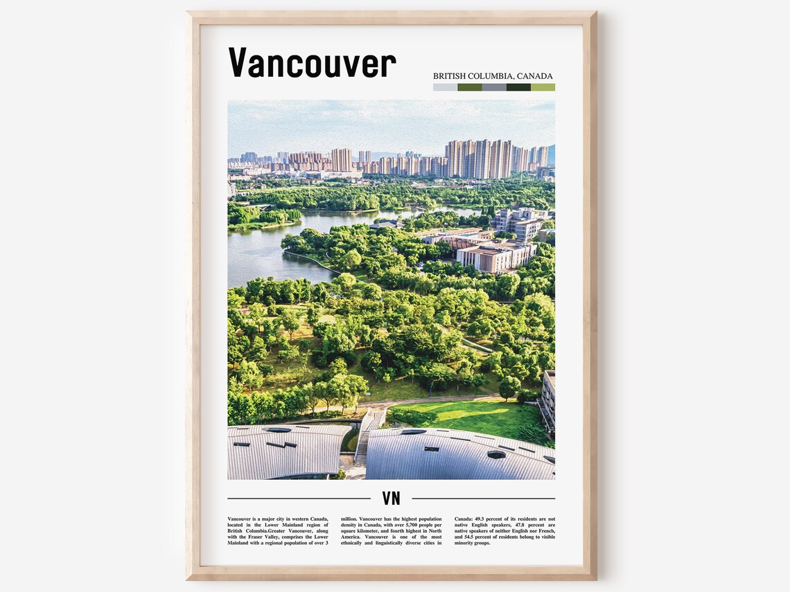Vancouver British Columbia Canada Aerial City Photography Poster
