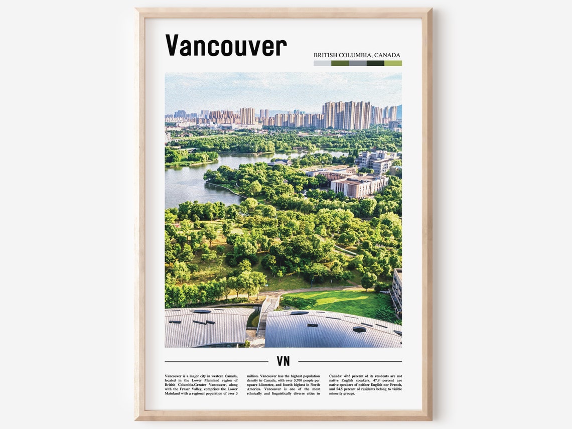 Vancouver Print Vancouver Poster Vancouver Wall Art Oil Painting Poster Colorful City Print City Artwork Travel Artwork Travel Wall Art