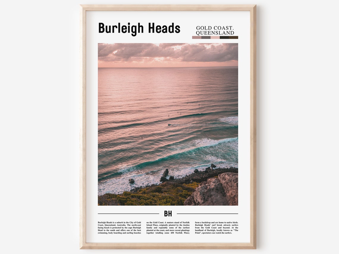 Burleigh Heads Print Burleigh Heads Poster Burleigh Heads Wall Art Minimal Travel Print Minimal City Poster Travel Oil Painting Poster