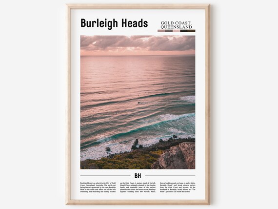 Burleigh Heads Gold Coast Sunset Surf Beach Australia Wall Poster