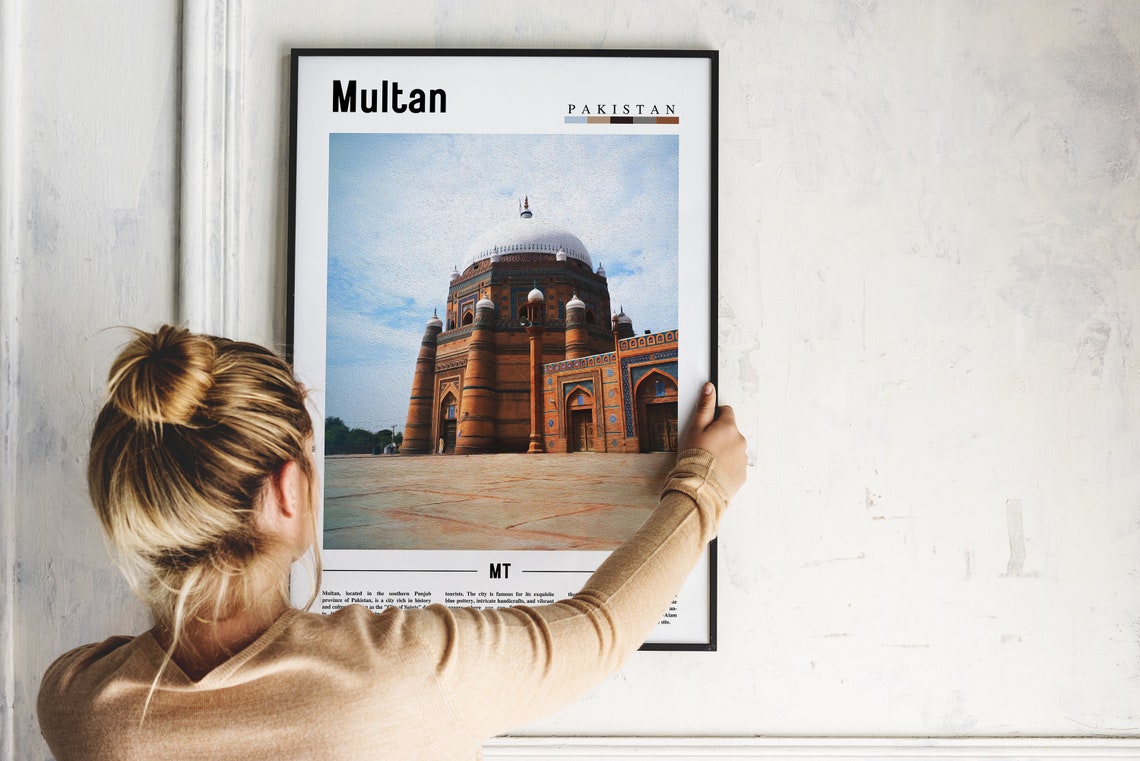 Multan Pakistan Historic Blue Dome Shrine Photography Travel Poster - Image 2