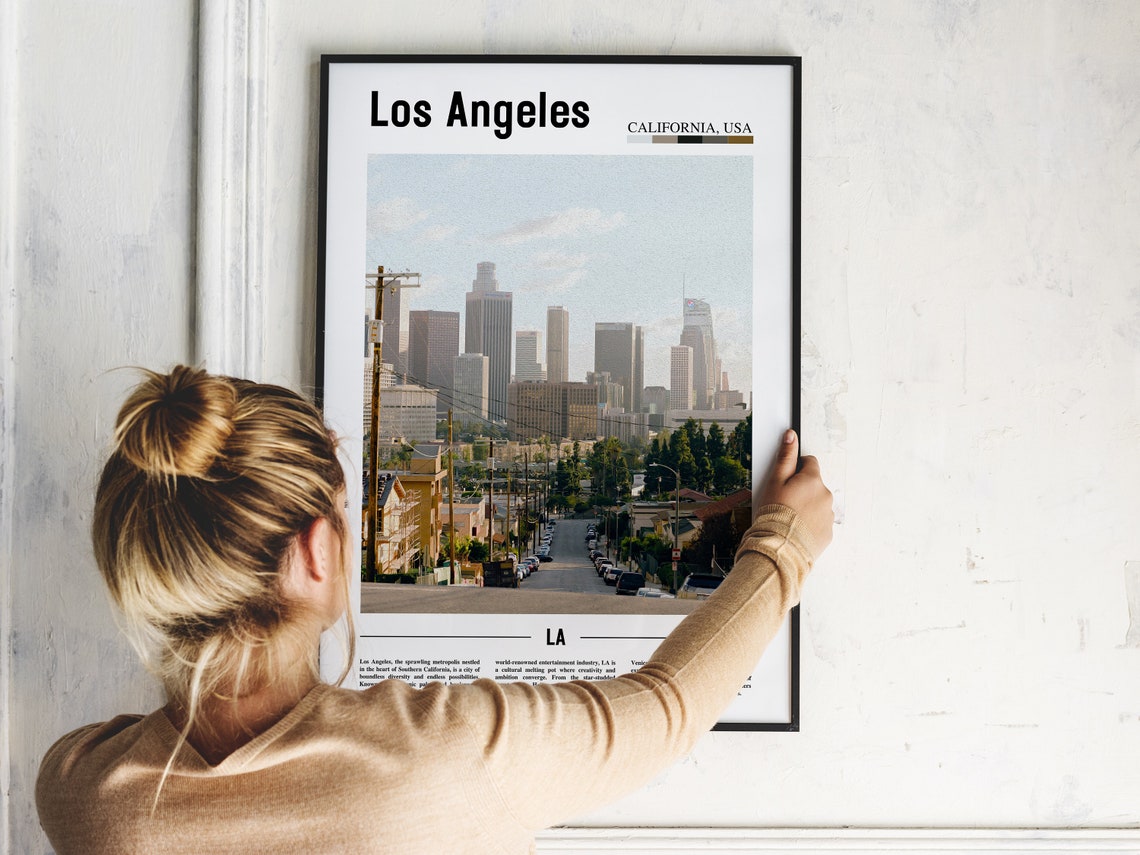 Los Angeles California Downtown Skyline Hillside Street View Poster - Image 2