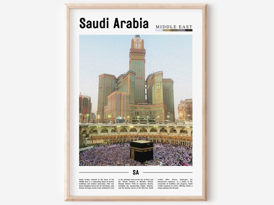 Saudi Arabia Mecca Kaaba Clock Tower Middle East Travel Poster
