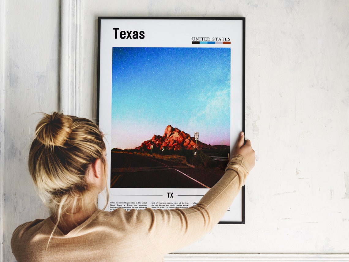 Texas Starry Desert Night Sky Red Rocks Road Trip Travel Poster - Image 2