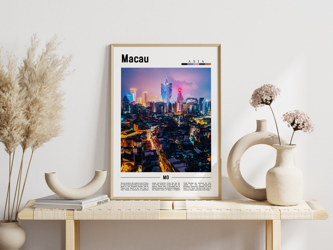 Macau Asia Neon Skyline Night Cityscape Photography Travel Poster - Image 3
