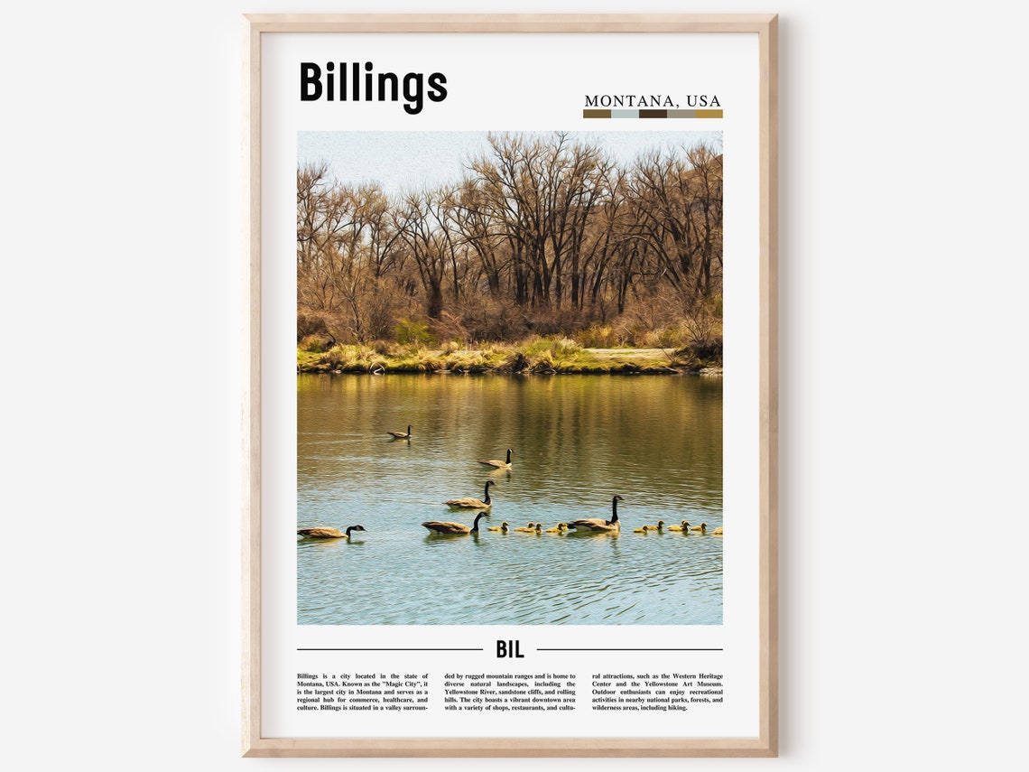 Billings Montana Geese River Nature Photography Travel Poster