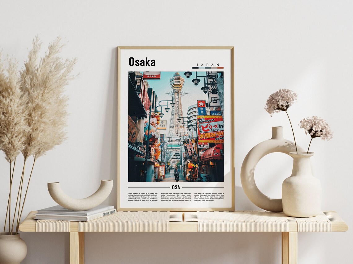 Osaka Japan Neon Street Scene Landmark Tower City Photo Poster - Image 3