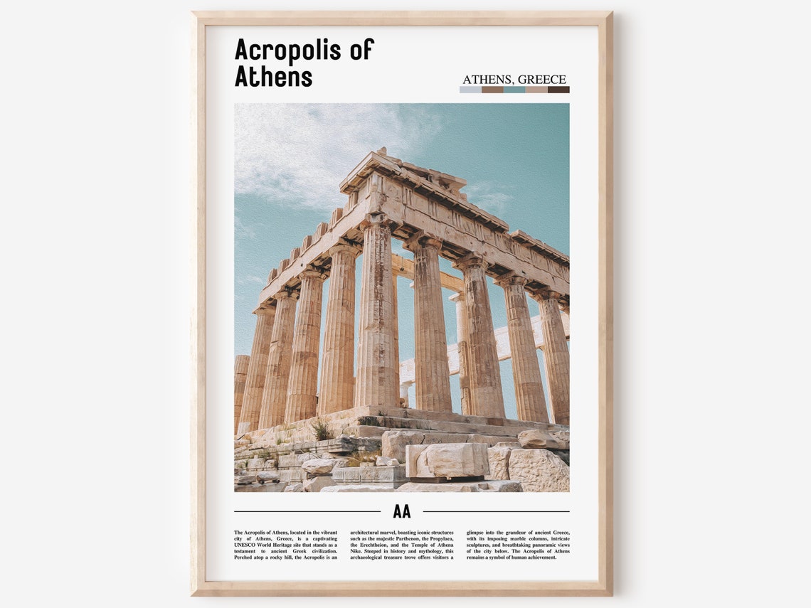 Acropolis of Athens Greece Parthenon Ancient Ruins Travel Poster