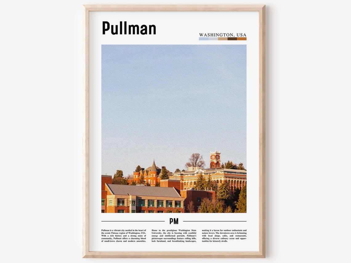 Pullman Washington Travel Poster University Campus Architecture
