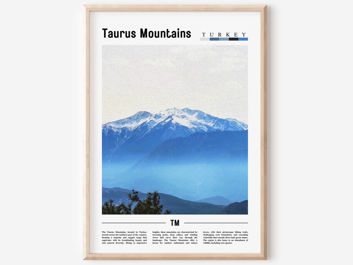 Taurus Mountains Turkey Snow Capped Peaks Blue Landscape Poster