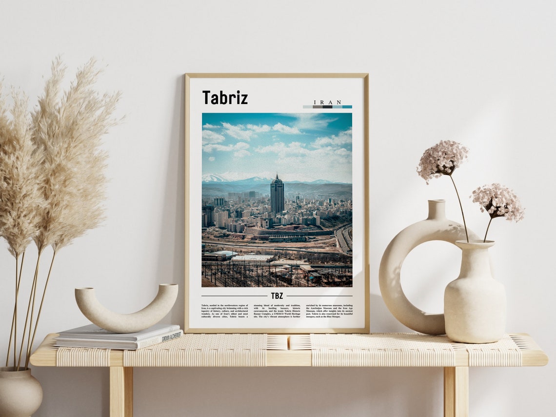 Tabriz Iran City Skyline Mountain Backdrop Modern Photo Poster - Image 3